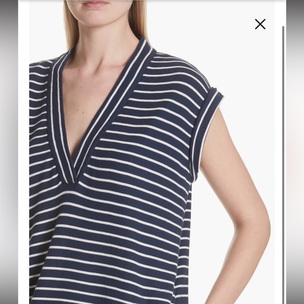 ATM ANTHONY THOMAS MELILLO Stripe Shift Dress In Navy/ Chalk Stripe Size Small - Picture 2 of 9